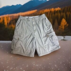 De.coded Mens Cargo Shorts Beige Size 34 Y2K Skater Chunky Grunge Punk Baggy